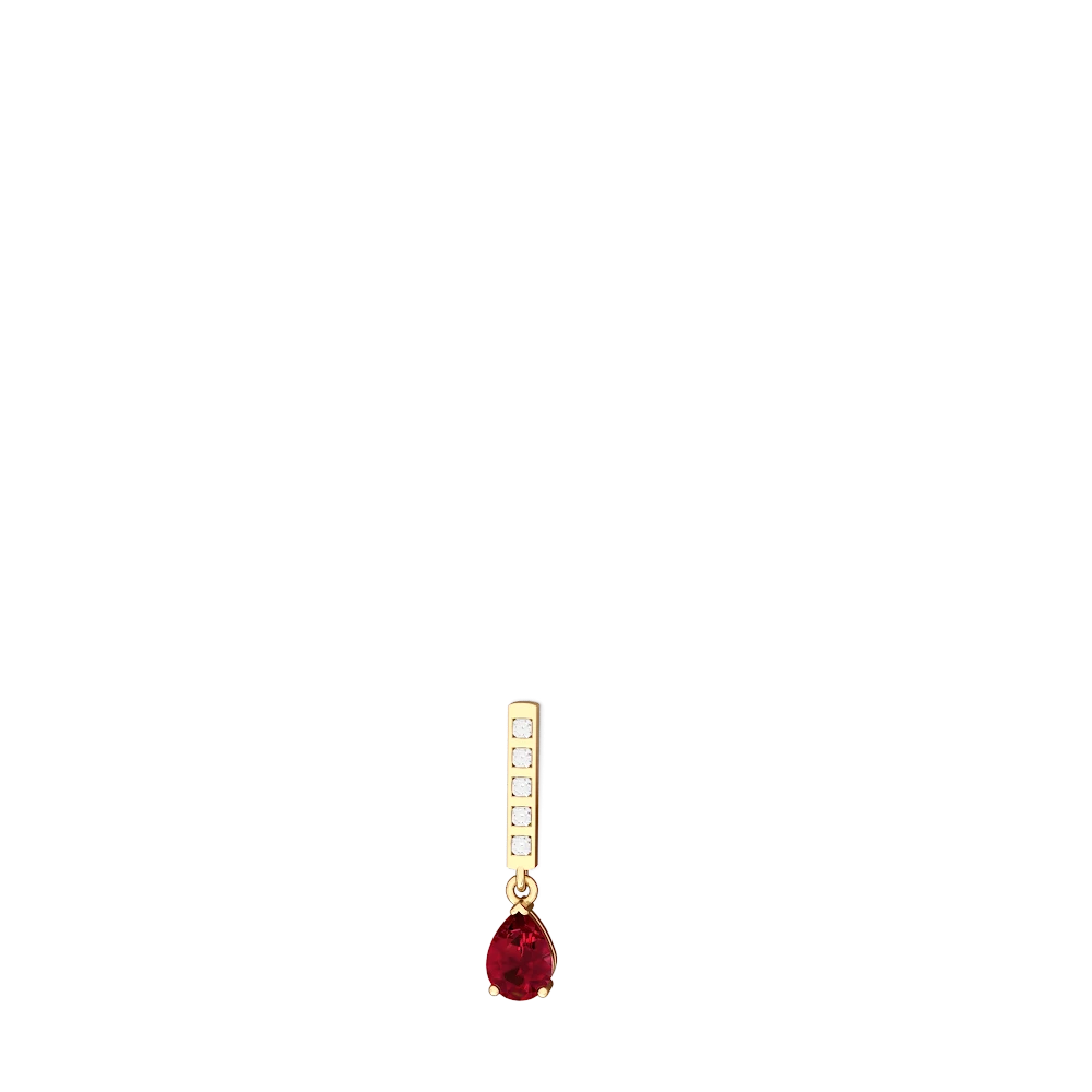 Lab Ruby Art Deco Diamond Drop 14K Yellow Gold earrings E5324