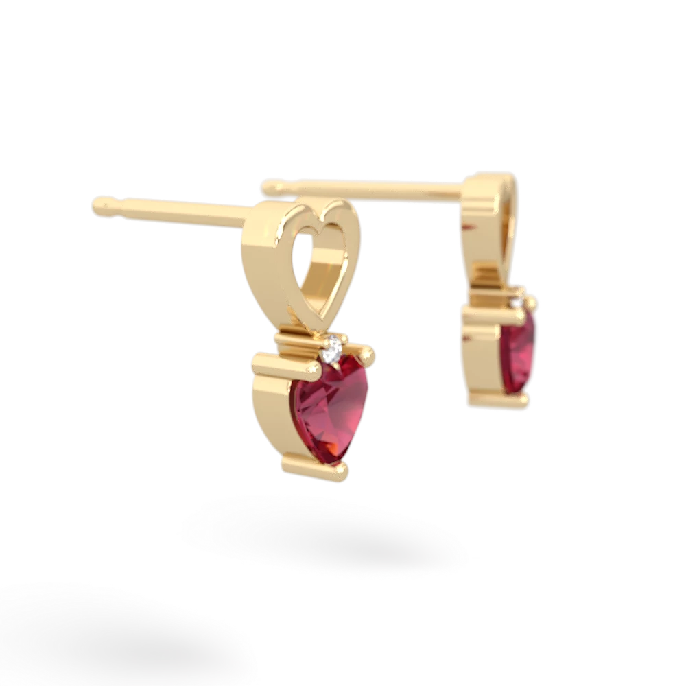 Lab Ruby Four Hearts 14K Yellow Gold earrings E2558