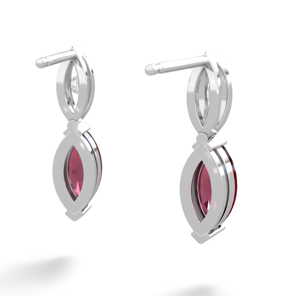 Lab Ruby Marquise Drop 14K White Gold earrings E5333