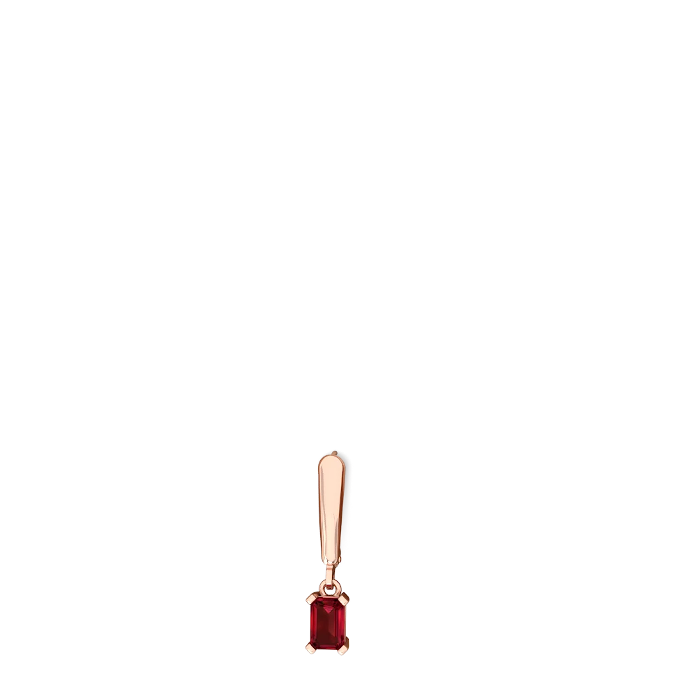 Lab Ruby 6X4mm Emerald-Cut Lever Back 14K Rose Gold earrings E2855
