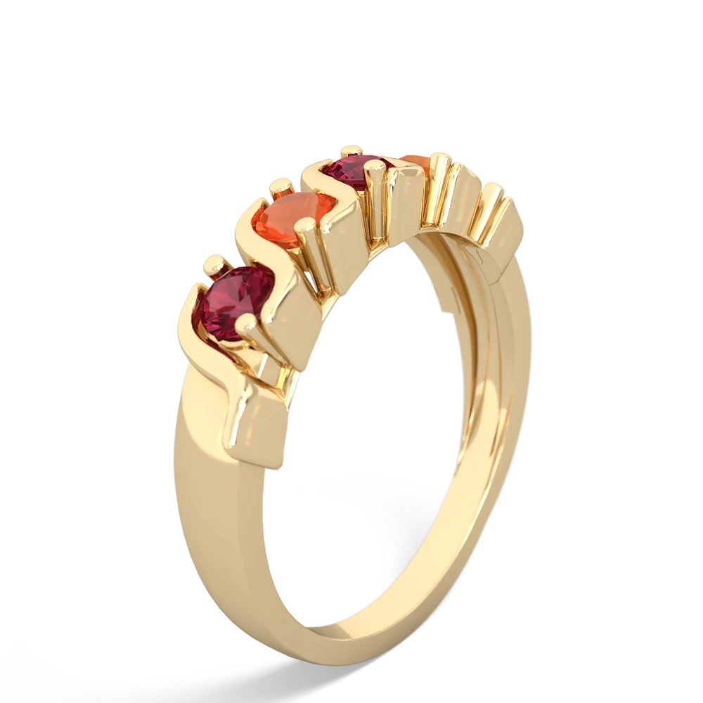 Lab Ruby Anniversary Band 14K Yellow Gold ring R2089