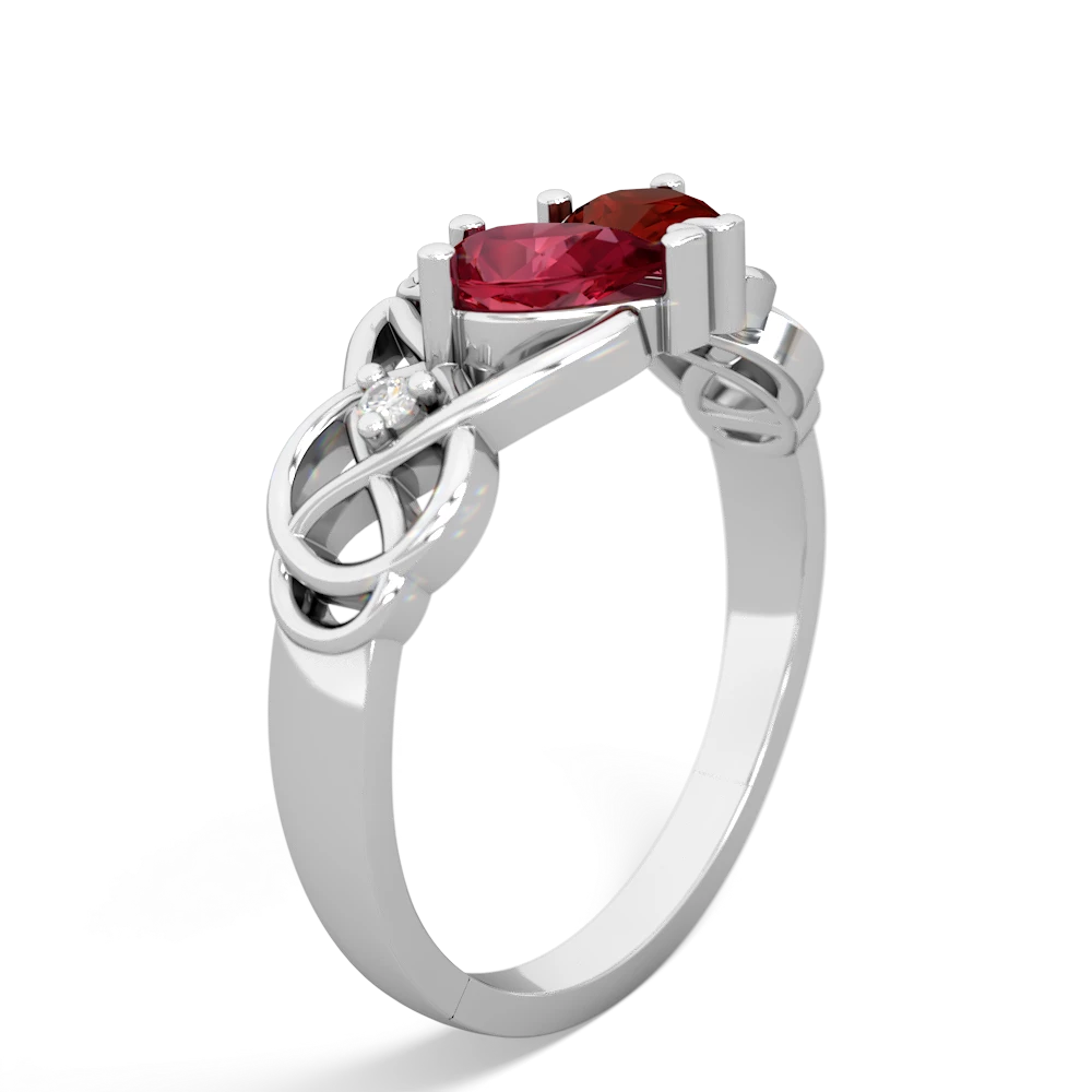 Lab Ruby 'One Heart' Celtic Knot Claddagh 14K White Gold ring R5322