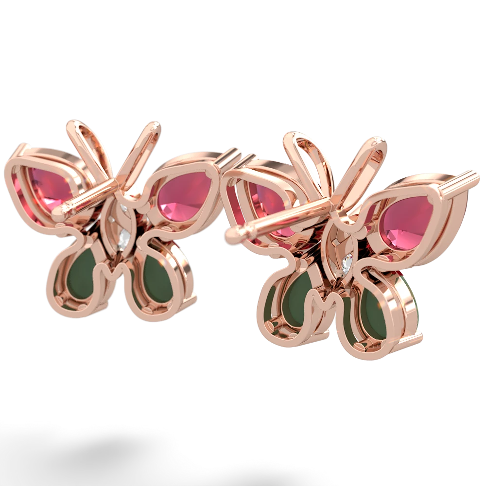 Lab Ruby Butterfly 14K Rose Gold earrings E2215