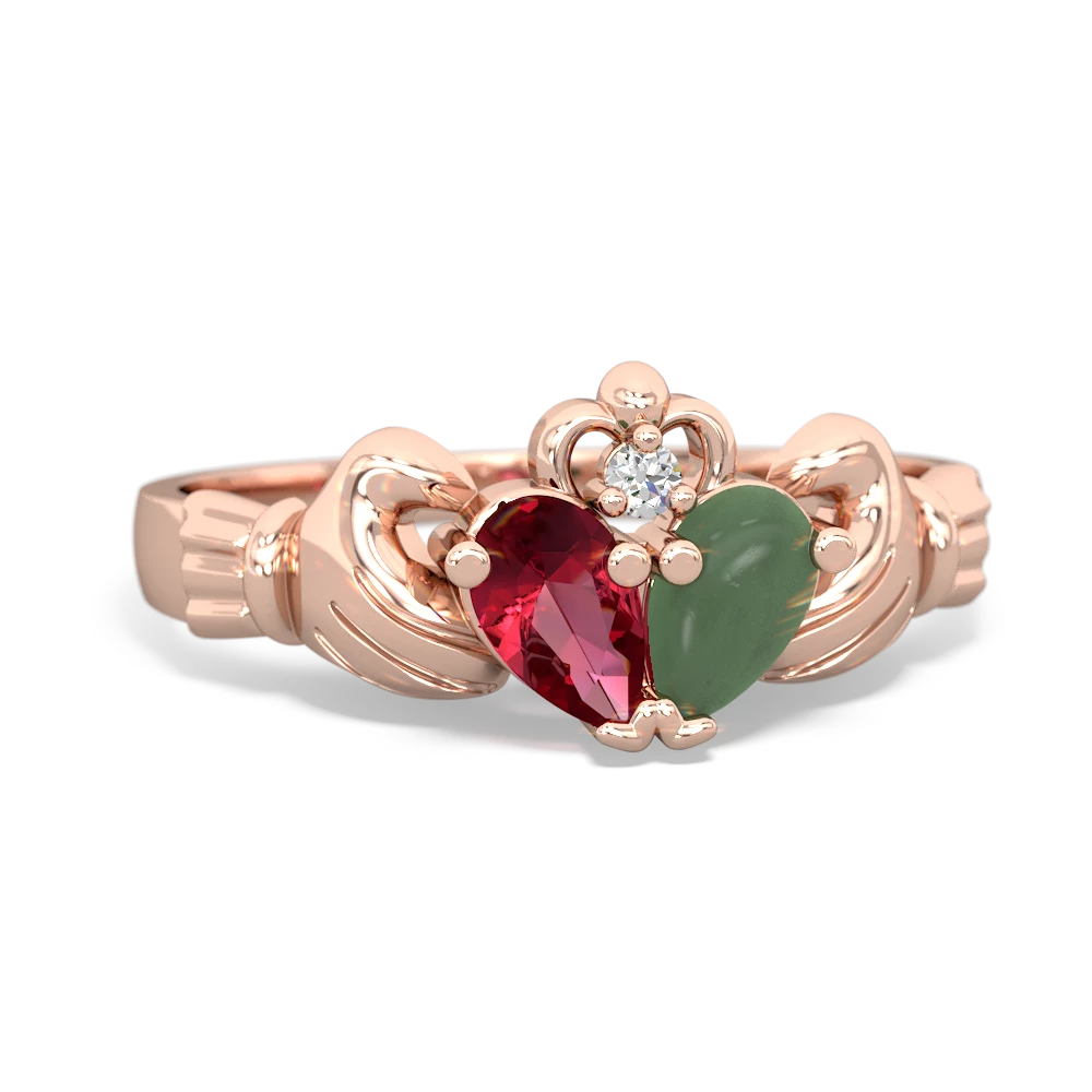 Lab Ruby 'Our Heart' Claddagh 14K Rose Gold ring R2388