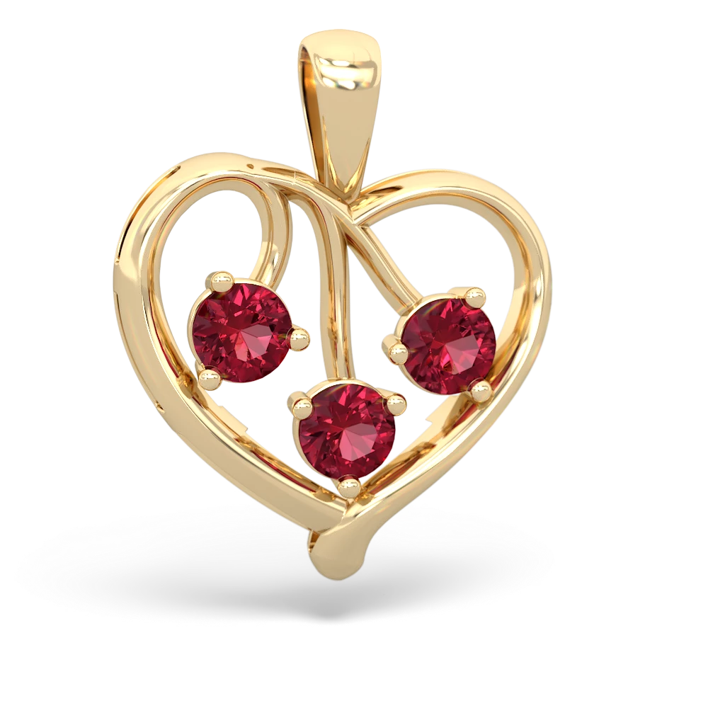 Lab Sapphire Glowing Heart 14K Yellow Gold pendant P2233