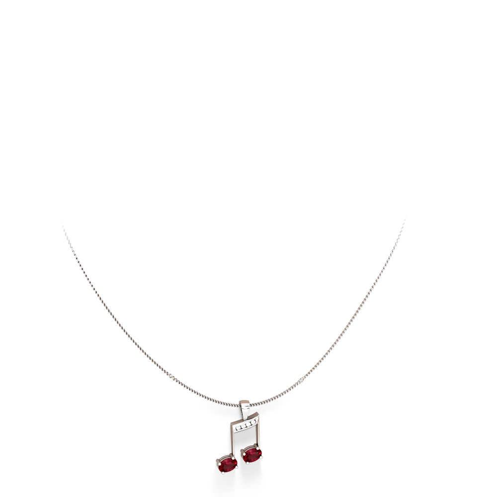 Lab Ruby Color Of Music 14K White Gold pendant P3334