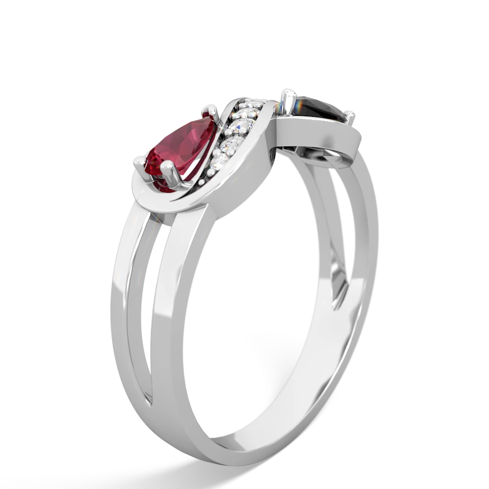 Lab Ruby Diamond Infinity 14K White Gold ring R5390