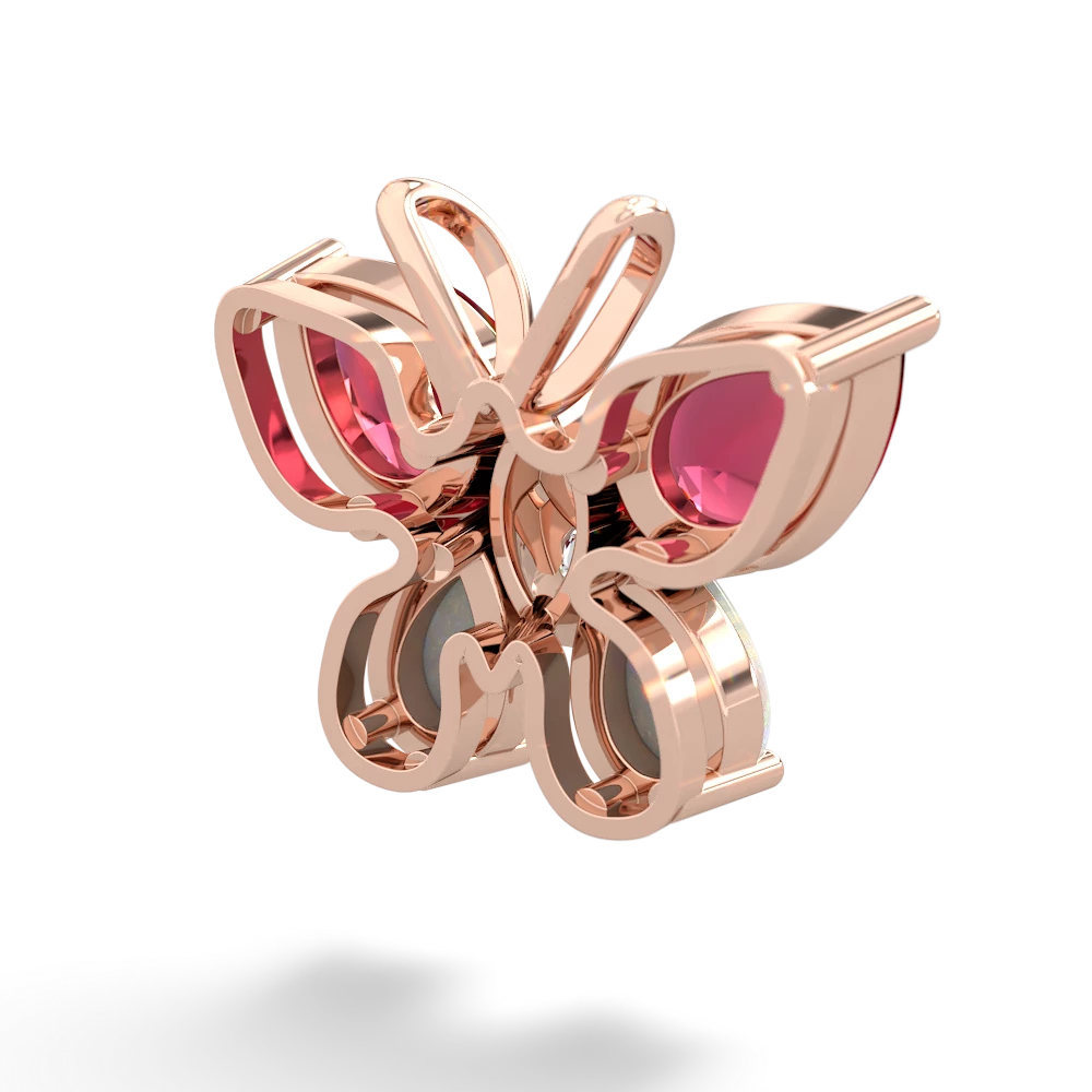Lab Ruby Butterfly 14K Rose Gold pendant P2215