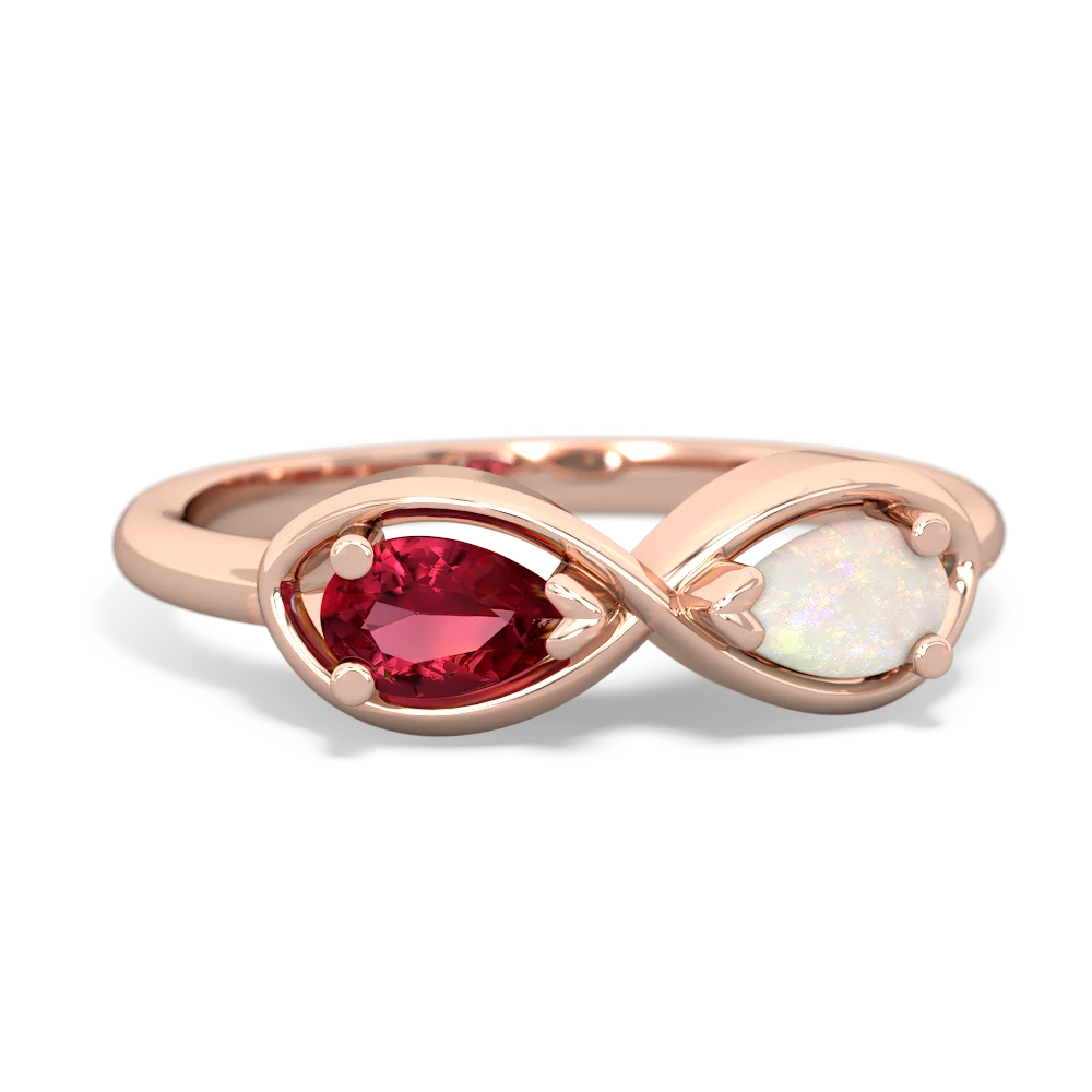 Lab Ruby Infinity 14K Rose Gold ring R5050