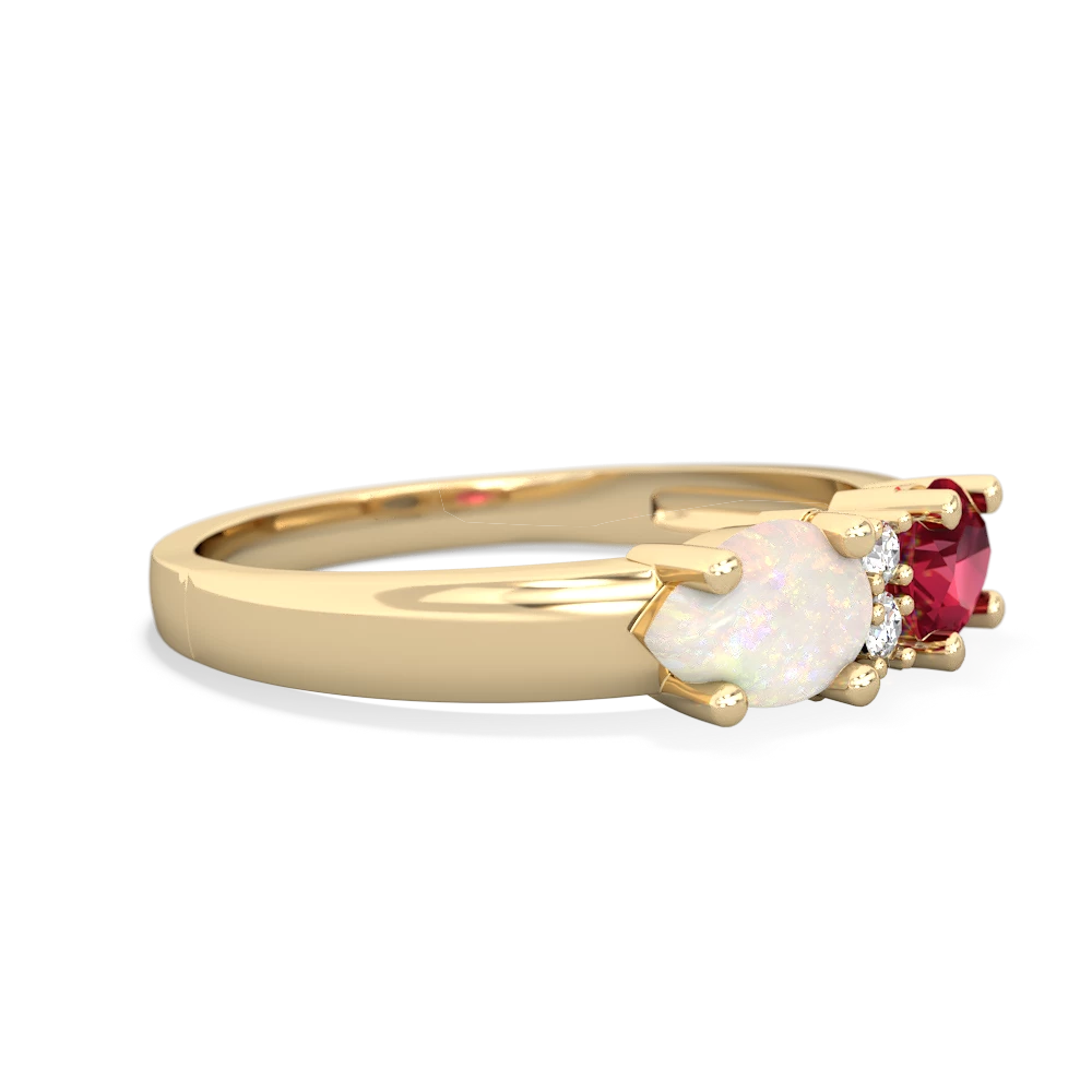 Lab Ruby Pear Bowtie 14K Yellow Gold ring R0865