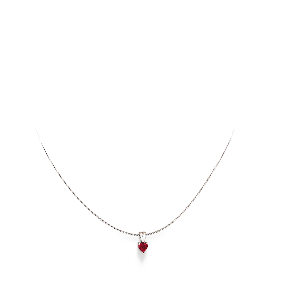 Lab Ruby 5Mm Heart Solitaire 14K White Gold pendant P1861