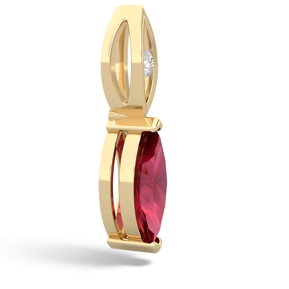 Lab Ruby Marquise Drop 14K Yellow Gold pendant P5333