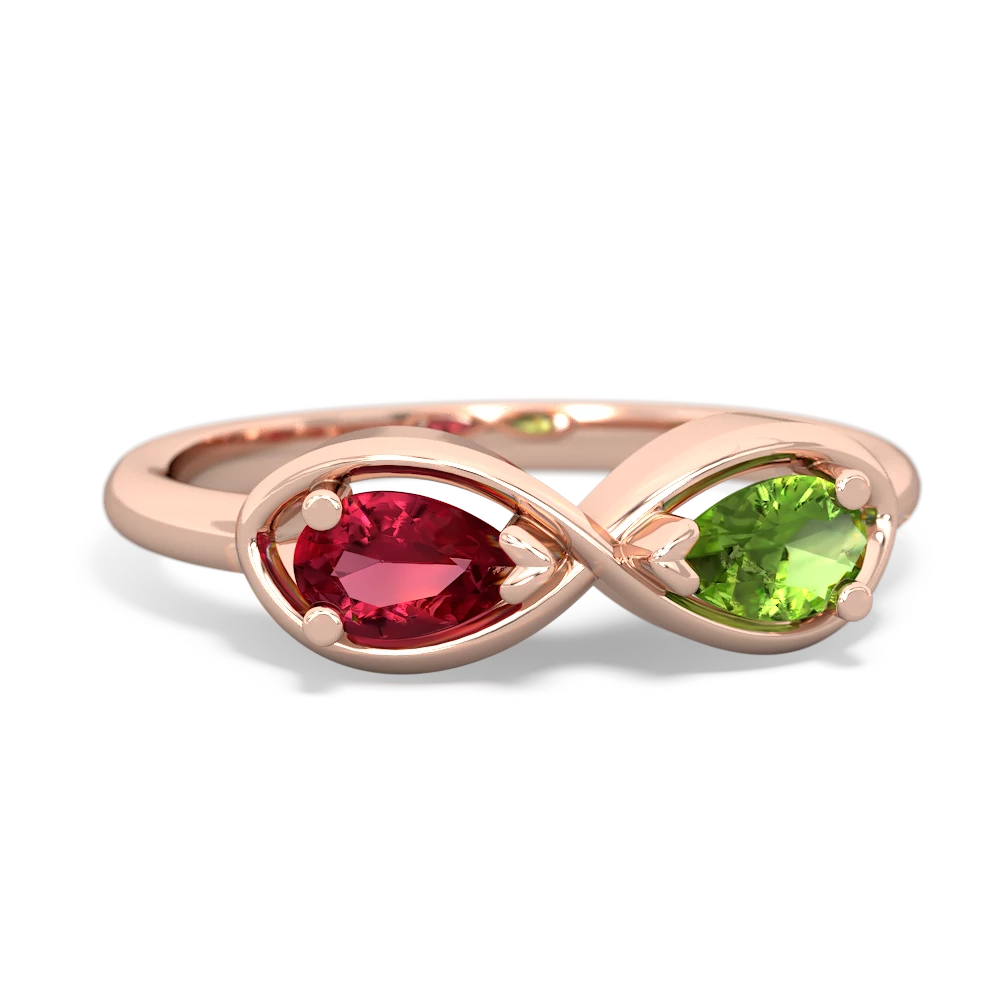 Lab Ruby Infinity 14K Rose Gold ring R5050