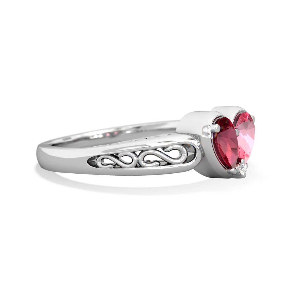 Lab Ruby Filligree 'One Heart' 14K White Gold ring R5070