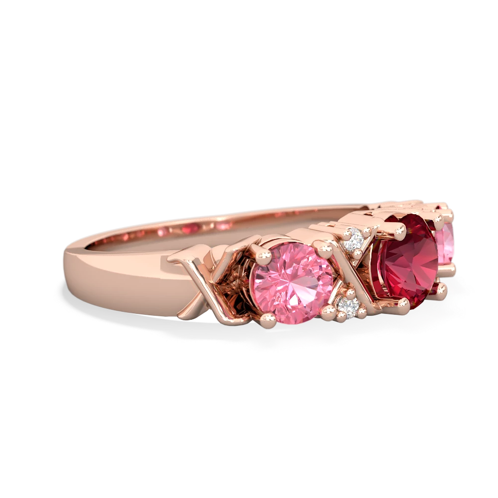 Lab Ruby Hugs And Kisses 14K Rose Gold ring R5016