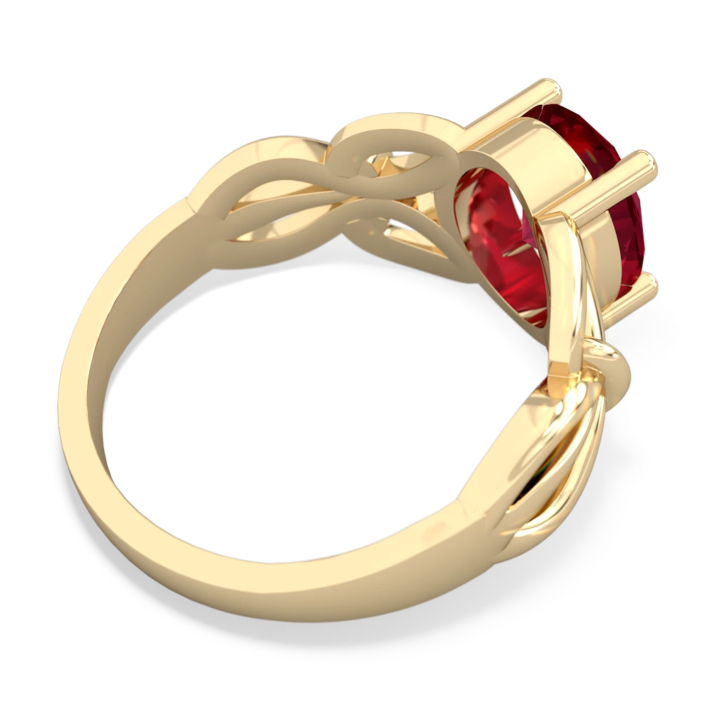 Lab Ruby Celtic Knot Cocktail 14K Yellow Gold ring R2377