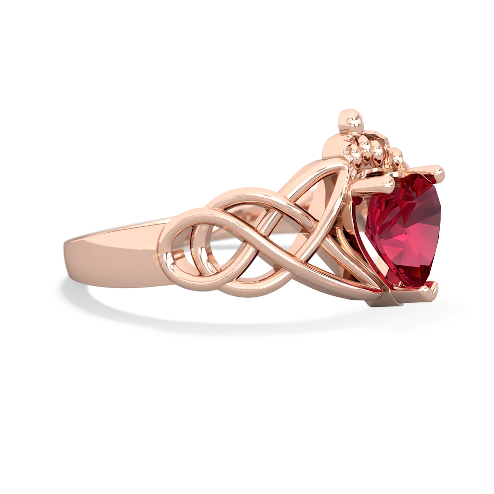 Lab Ruby Claddagh Celtic Knot 14K Rose Gold ring R2367