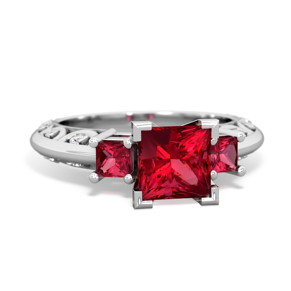 Lab Ruby Eternal Embrace Engagement 14K White Gold ring C2001
