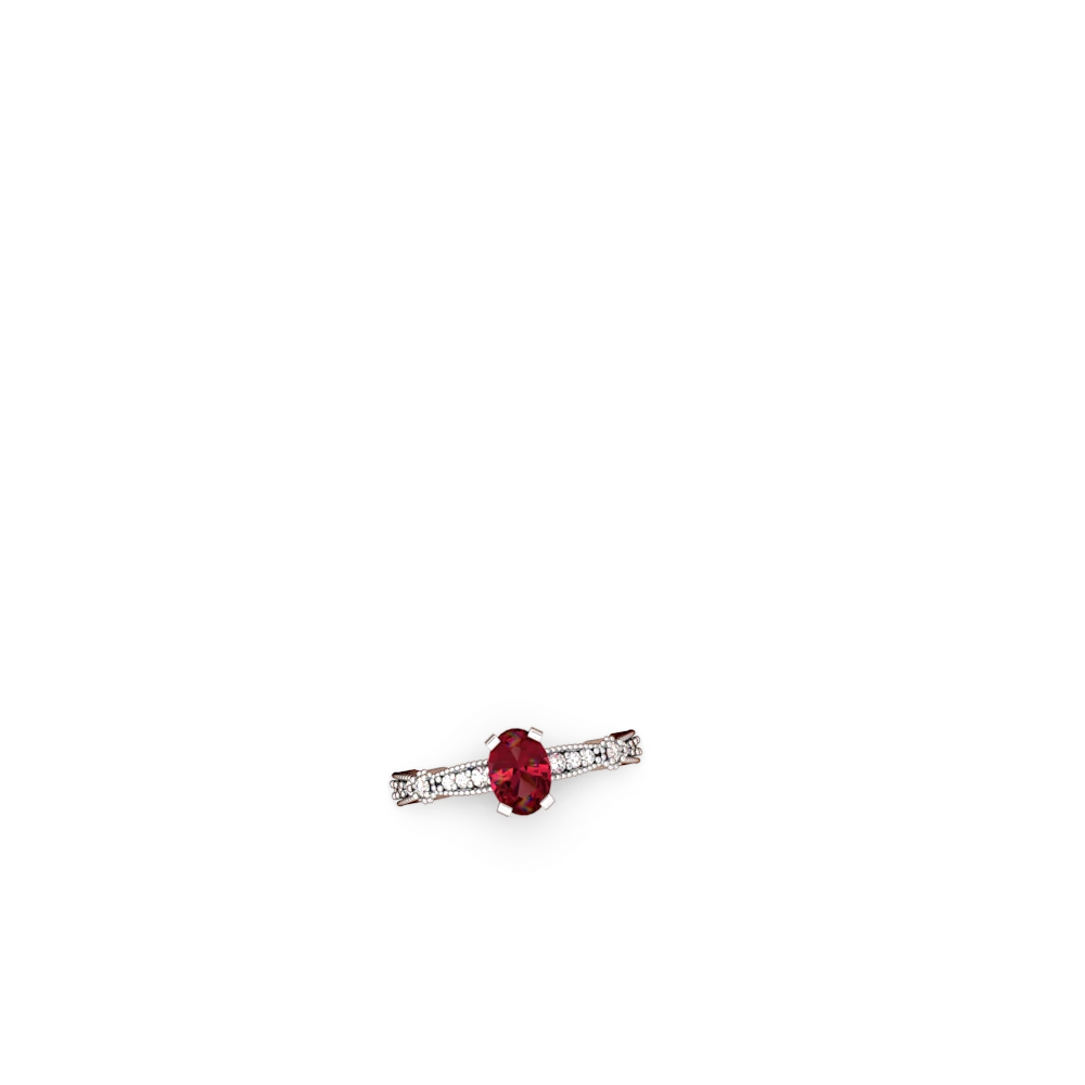 Lab Ruby Sparkling Tiara 7X5mm Oval 14K White Gold ring R26297VL