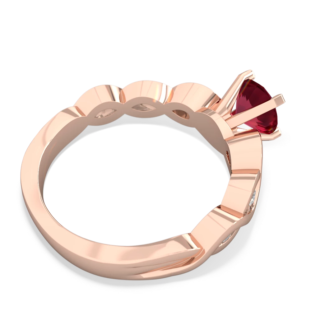 Lab Ruby Infinity 6Mm Round Engagement 14K Rose Gold ring R26316RD