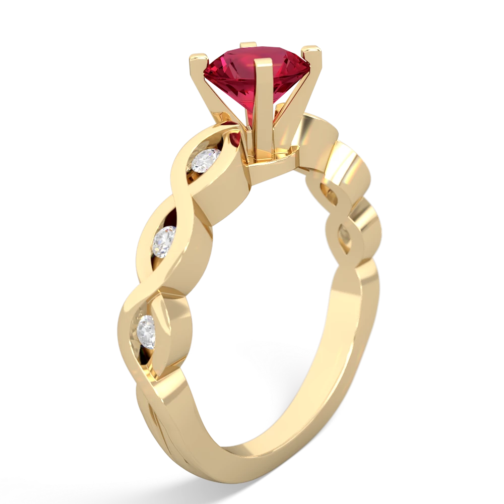 Lab Ruby Infinity 6Mm Round Engagement 14K Yellow Gold ring R26316RD