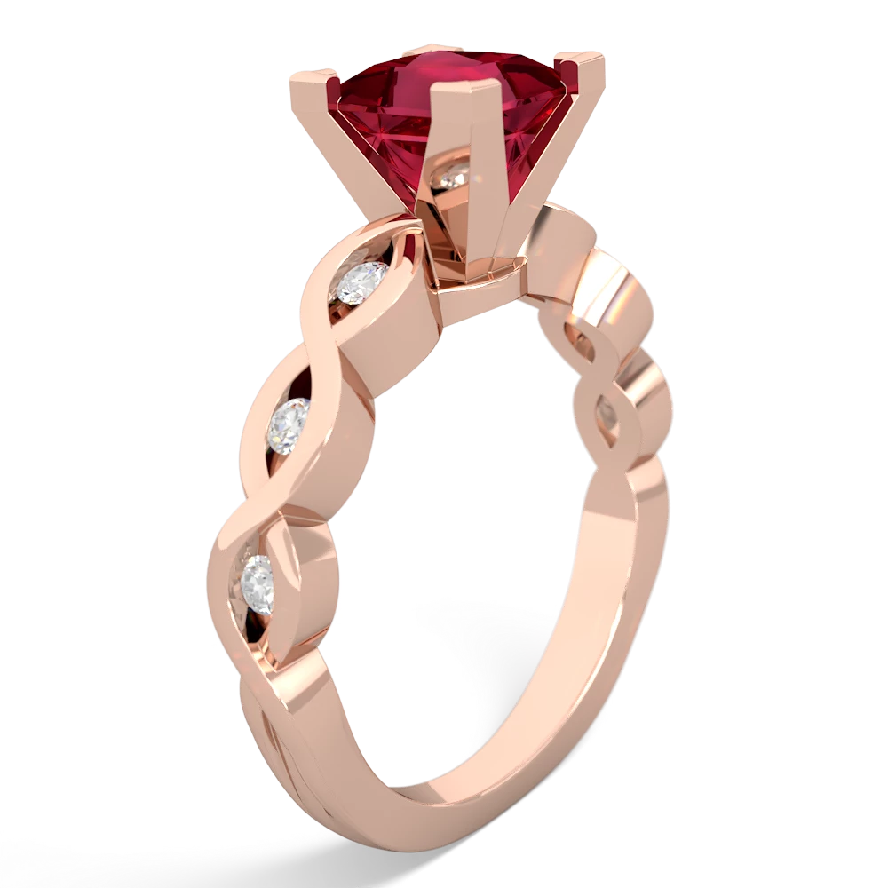Lab Ruby Infinity 6Mm Princess Engagement 14K Rose Gold ring R26316SQ