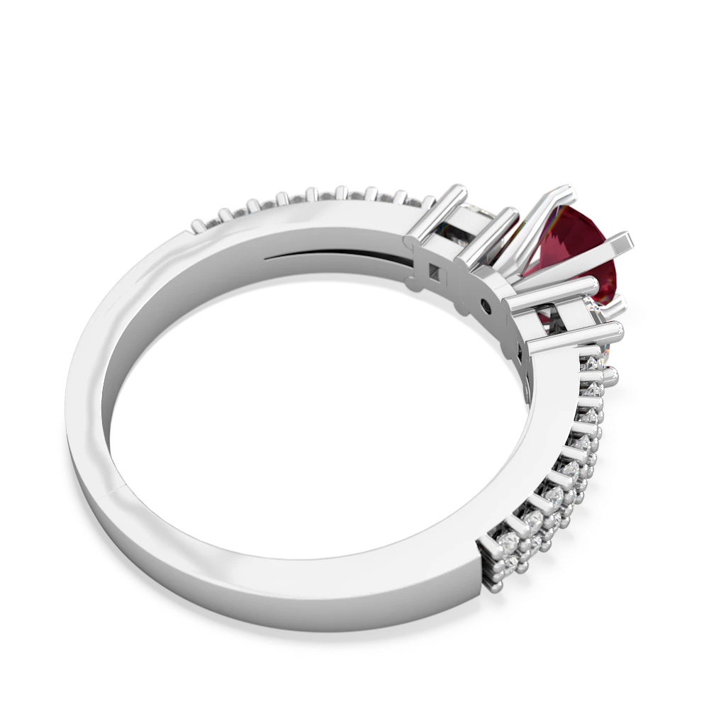 Lab Ruby Classic 5Mm Round Engagement 14K White Gold ring R26435RD