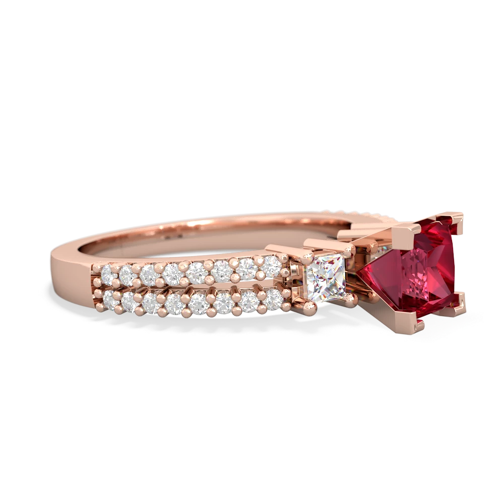 Lab Ruby Classic 5Mm Square Engagement 14K Rose Gold ring R26435SQ