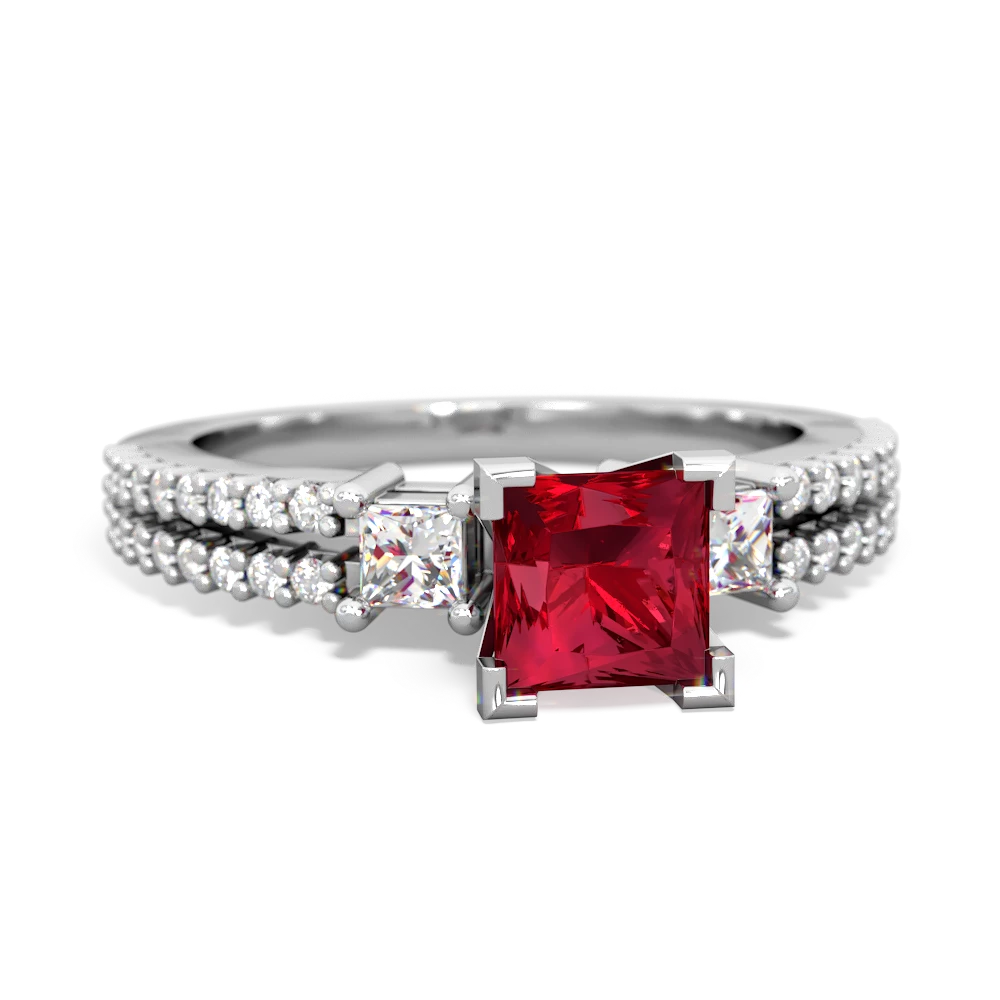 Lab Ruby Classic 5Mm Square Engagement 14K White Gold ring R26435SQ
