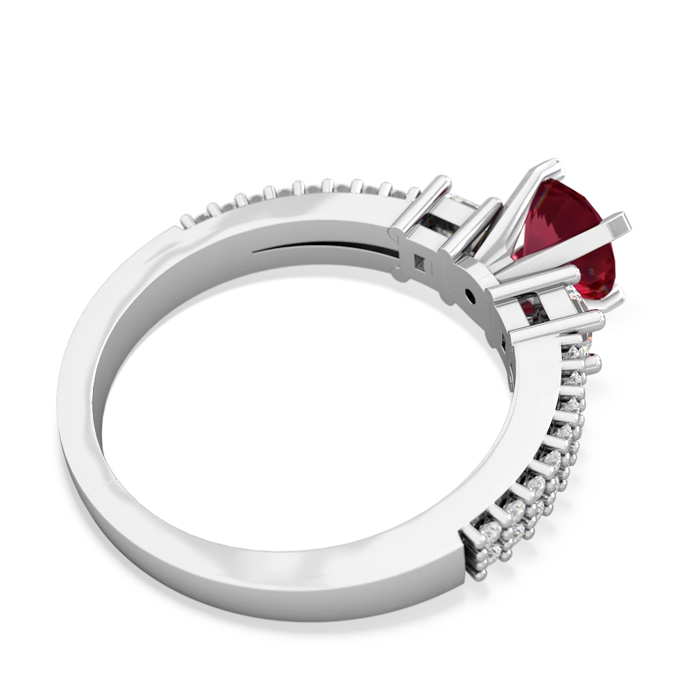 Lab Ruby Classic 6Mm Round Engagement 14K White Gold ring R26436RD
