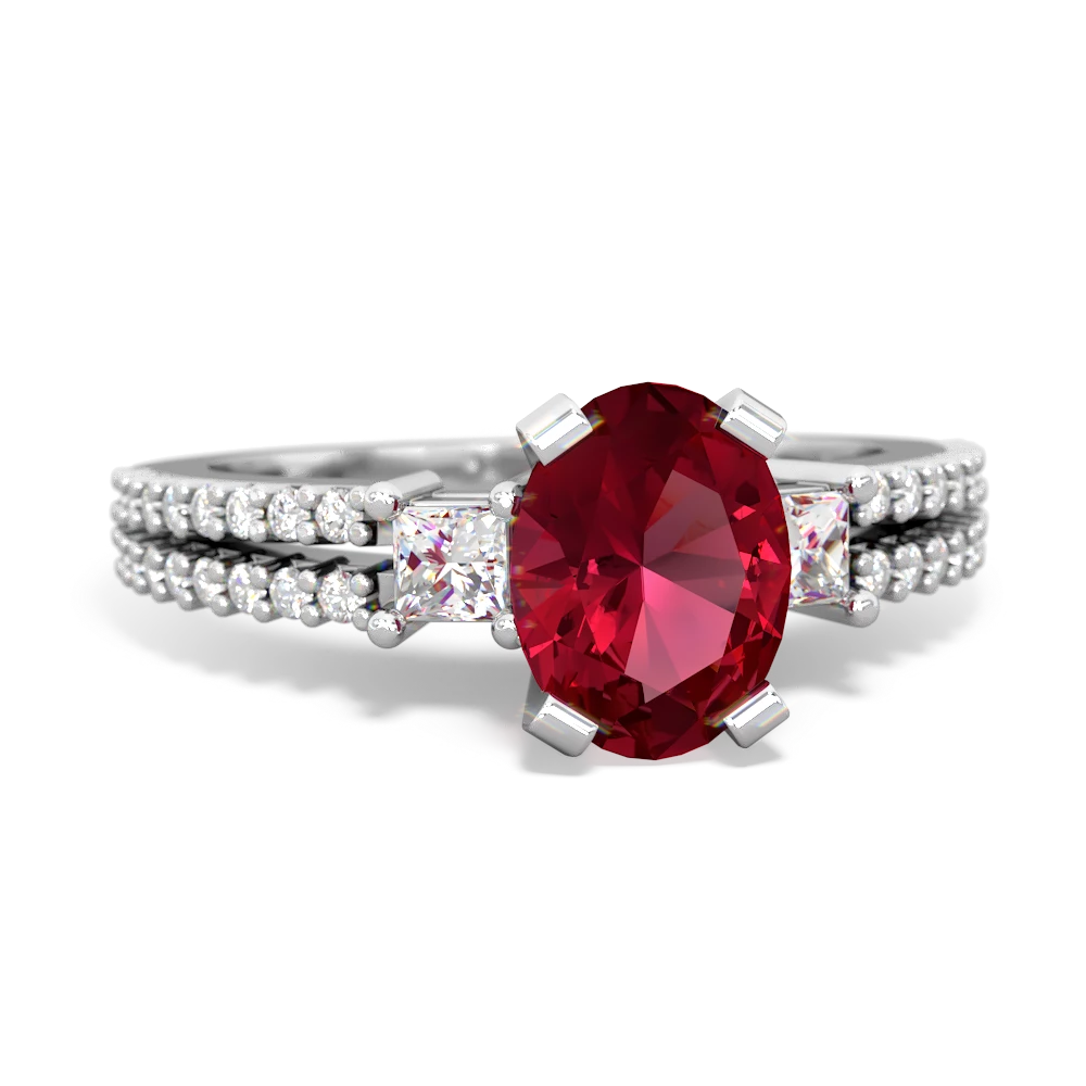 Lab Ruby Classic 8X6mm Oval Engagement 14K White Gold ring R26438VL