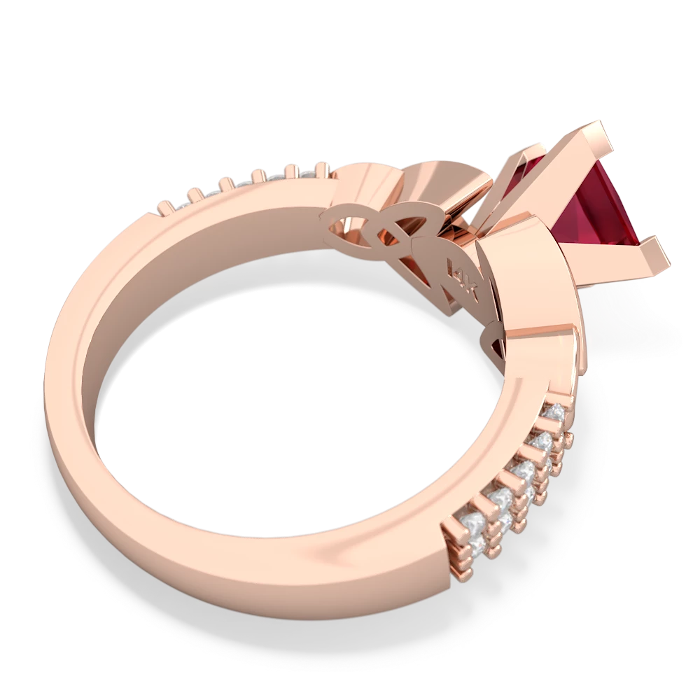 Lab Ruby Celtic Knot 6Mm Princess Engagement 14K Rose Gold ring R26446SQ