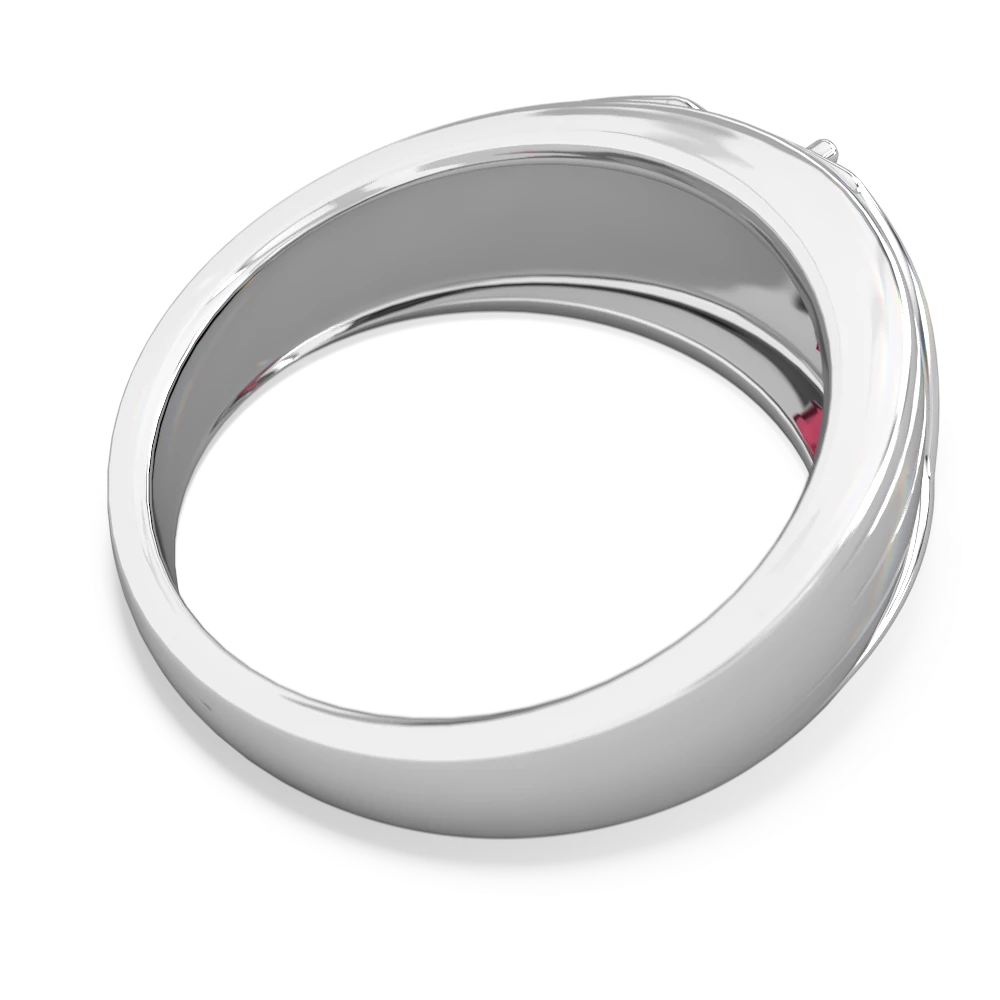 Lab Ruby Men's Streamline 14K White Gold ring R0460