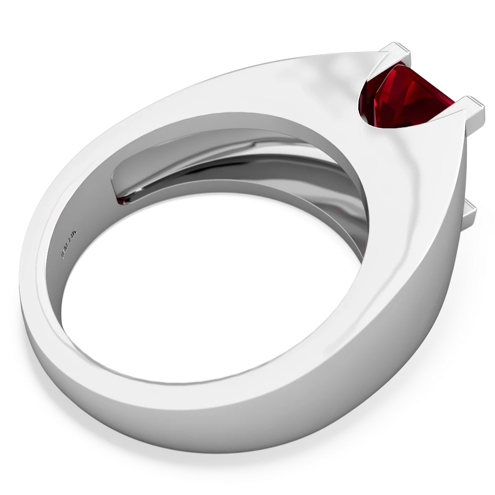 Lab Ruby Men's 14K White Gold ring R1836
