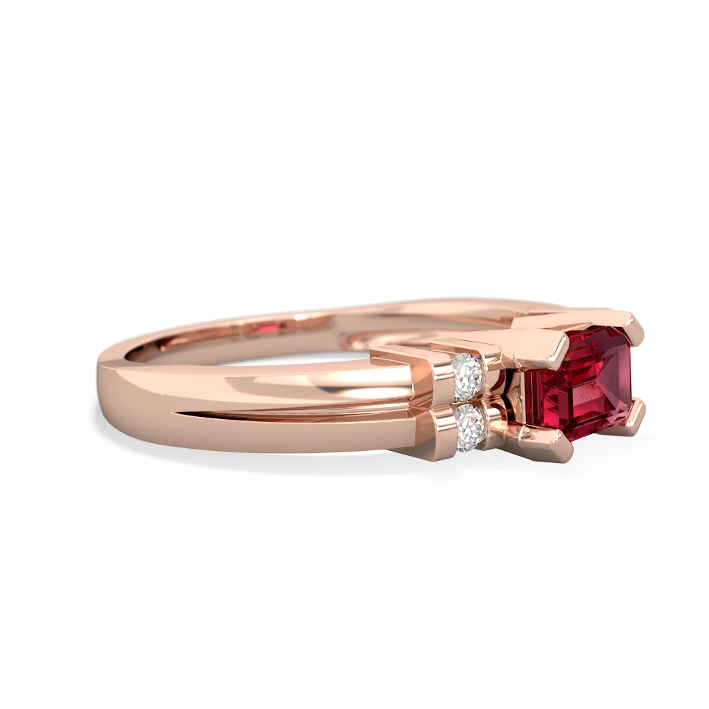 Lab Ruby Art Deco East-West 14K Rose Gold ring R2590