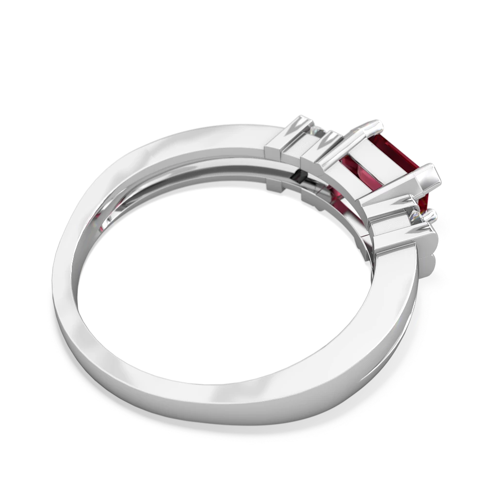 Lab Ruby Art Deco East-West 14K White Gold ring R2590