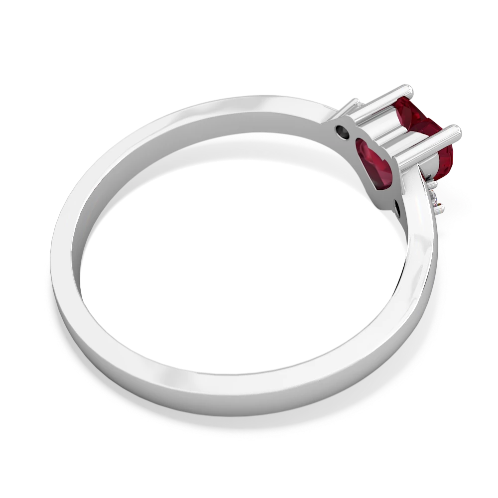 Lab Ruby Delicate Heart 14K White Gold ring R0203