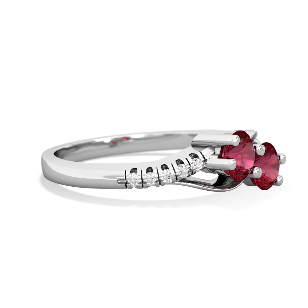 Lab Ruby Infinity Pave Two Stone 14K White Gold ring R5285