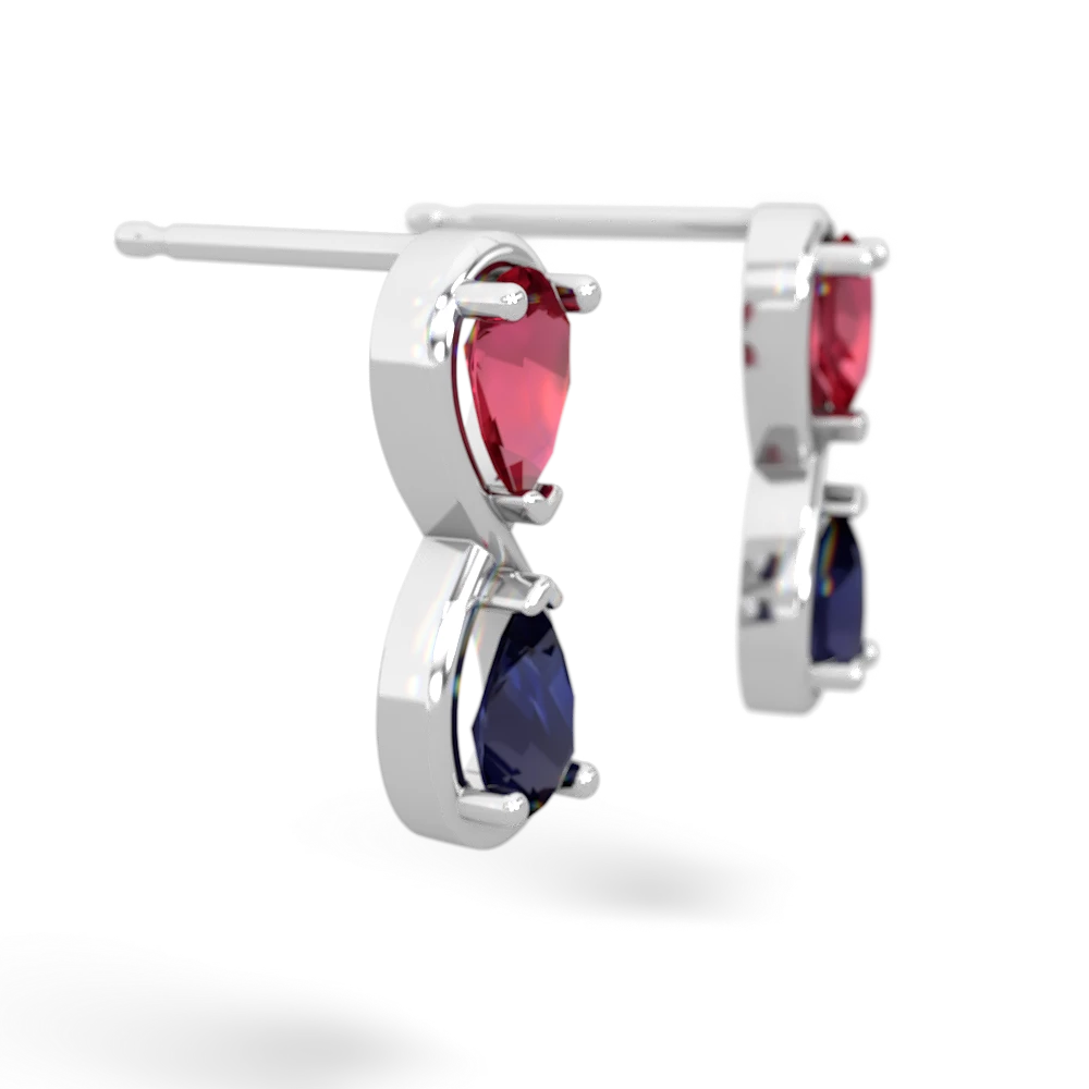 Lab Ruby Infinity 14K White Gold earrings E5050