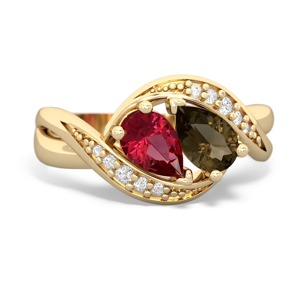 Lab Ruby Summer Winds 14K Yellow Gold ring R5342