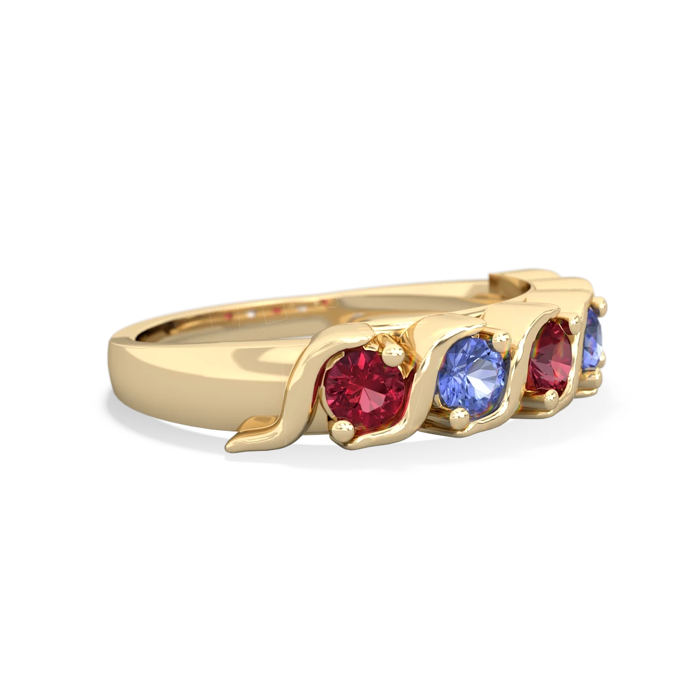 Lab Ruby Anniversary Band 14K Yellow Gold ring R2089