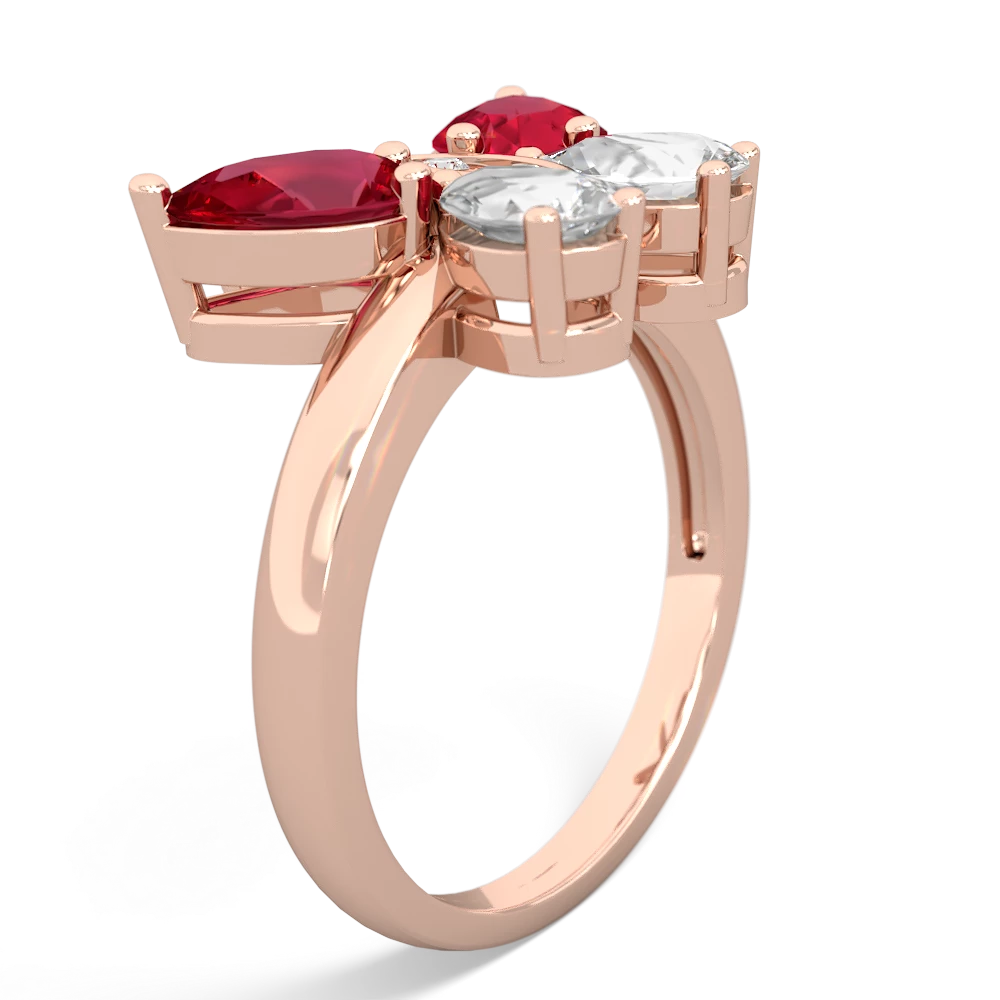 Lab Ruby Butterfly 14K Rose Gold ring R2215
