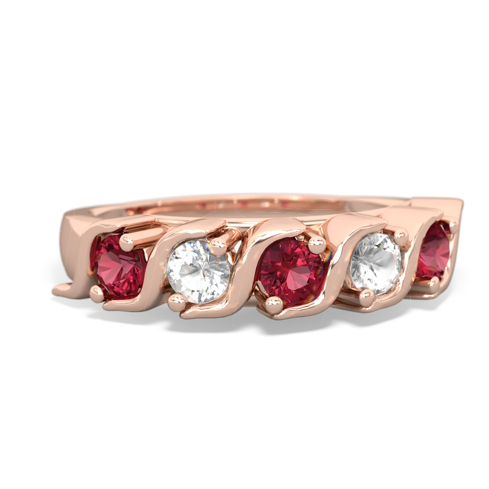 Lab Ruby Anniversary Band 14K Rose Gold ring R2089