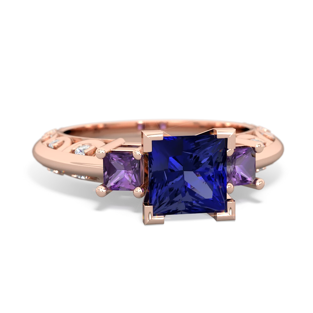 Lab Sapphire Eternal Embrace Engagement 14K Rose Gold ring C2001