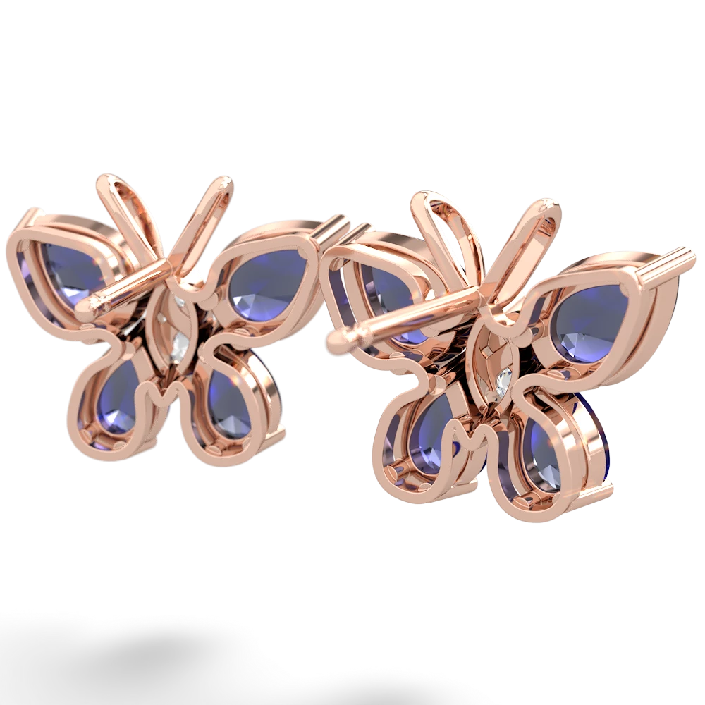 Lab Sapphire Butterfly 14K Rose Gold earrings E2215