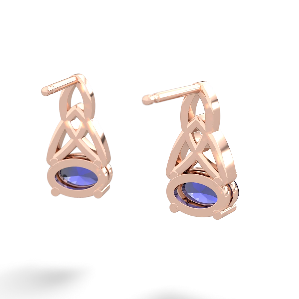 Lab Sapphire Celtic Trinity Knot 14K Rose Gold earrings E2389