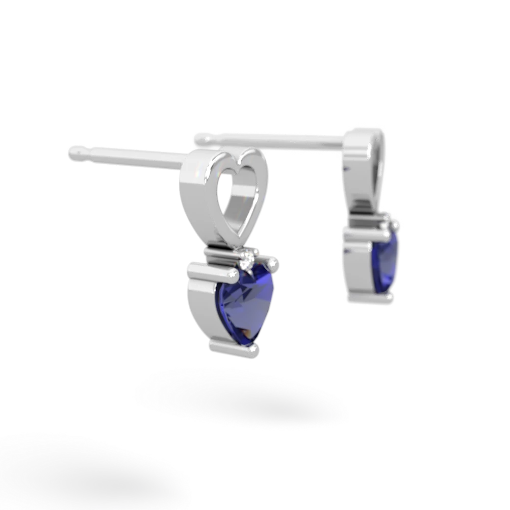 Lab Sapphire Four Hearts 14K White Gold earrings E2558