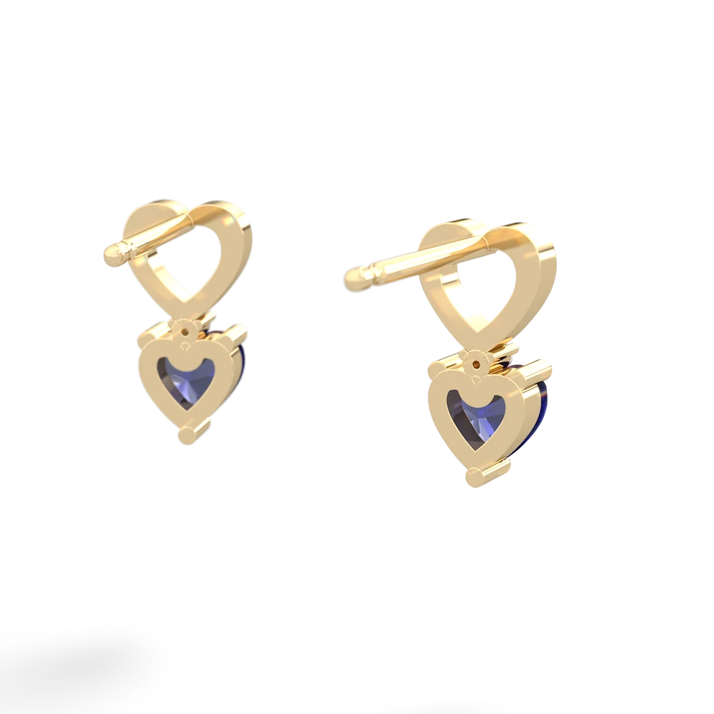 Lab Sapphire Four Hearts 14K Yellow Gold earrings E2558