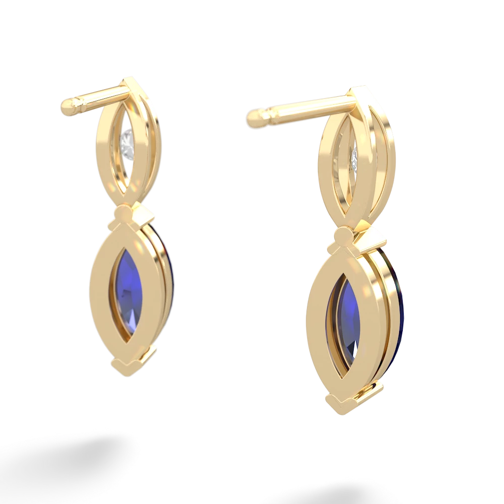 Lab Sapphire Marquise Drop 14K Yellow Gold earrings E5333