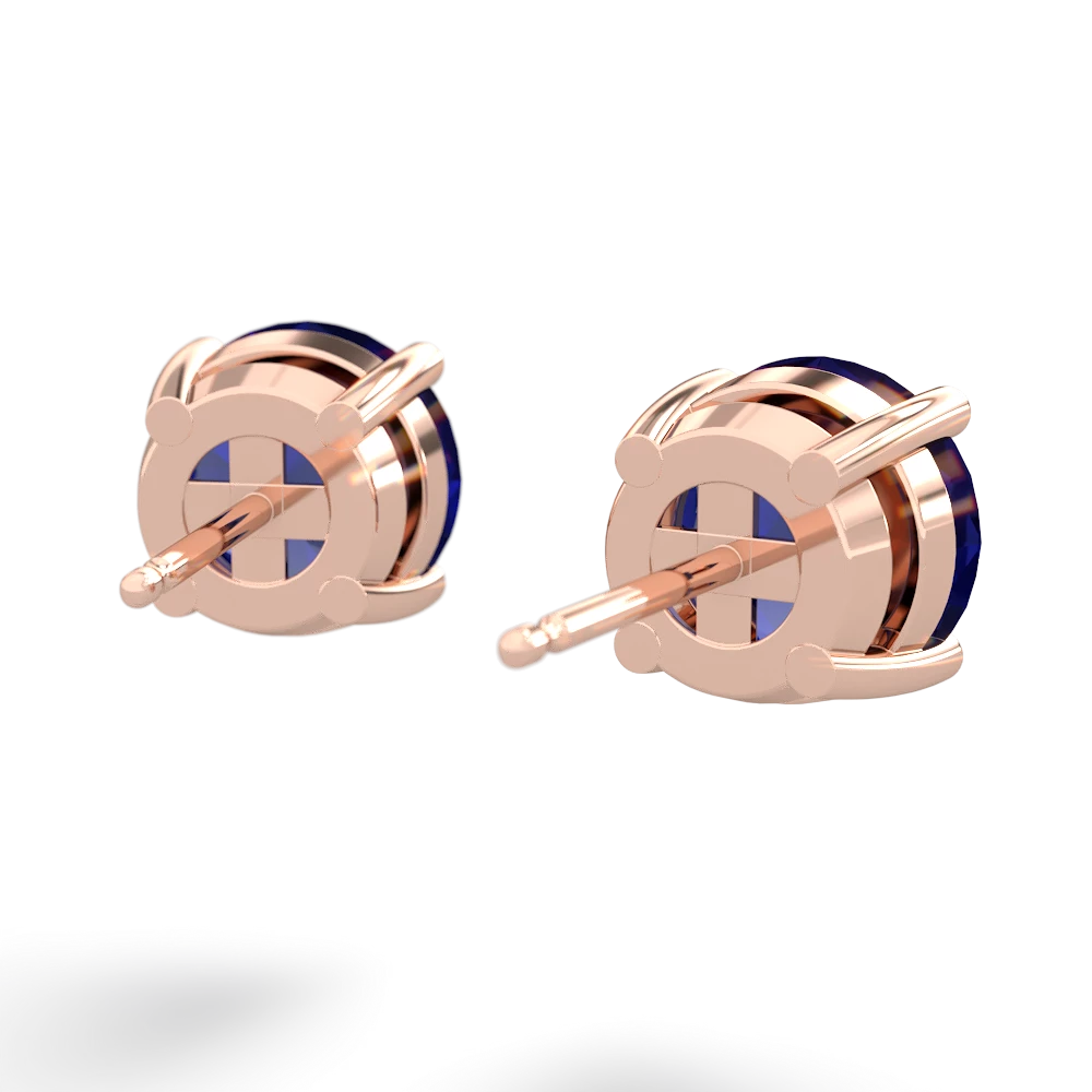 Lab Sapphire 8Mm Round Stud 14K Rose Gold earrings E1788